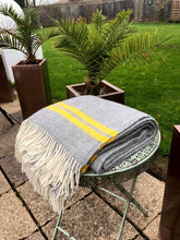 Load image into Gallery viewer, Fishbone 2 stripe grey and yellow blanket
